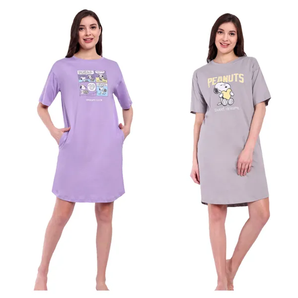 Lavender_Comic_Strip_&_Peanut_Sweet_Dream_Cotton_T-Shirt_Night-Shirt_For_Women