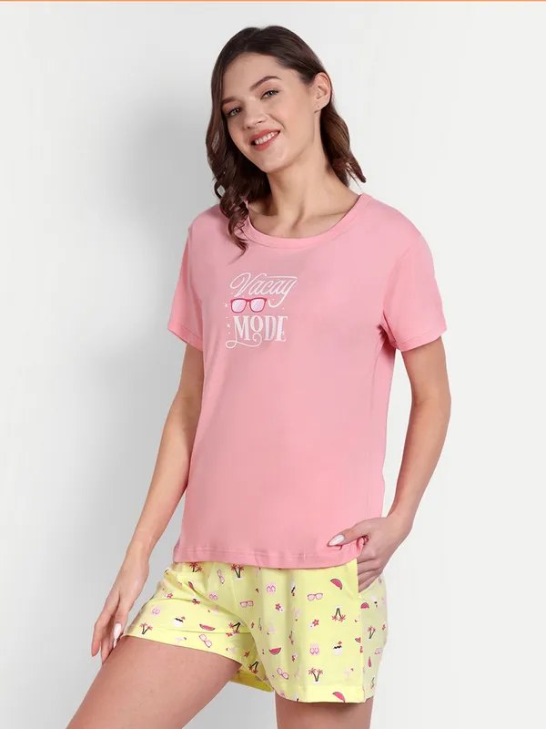 Coral_Vacay_Cotton_Shorts_Set_For_Women