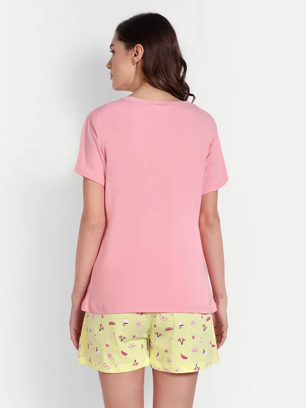Coral_Vacay_Cotton_Shorts_Set_For_Women