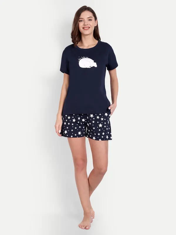 Navy_Blue_Let_Me_Sleep_Cotton_Shorts_Set_For_Women