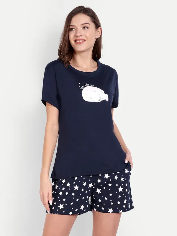 Navy_Blue_Let_Me_Sleep_Cotton_Shorts_Set_For_Women