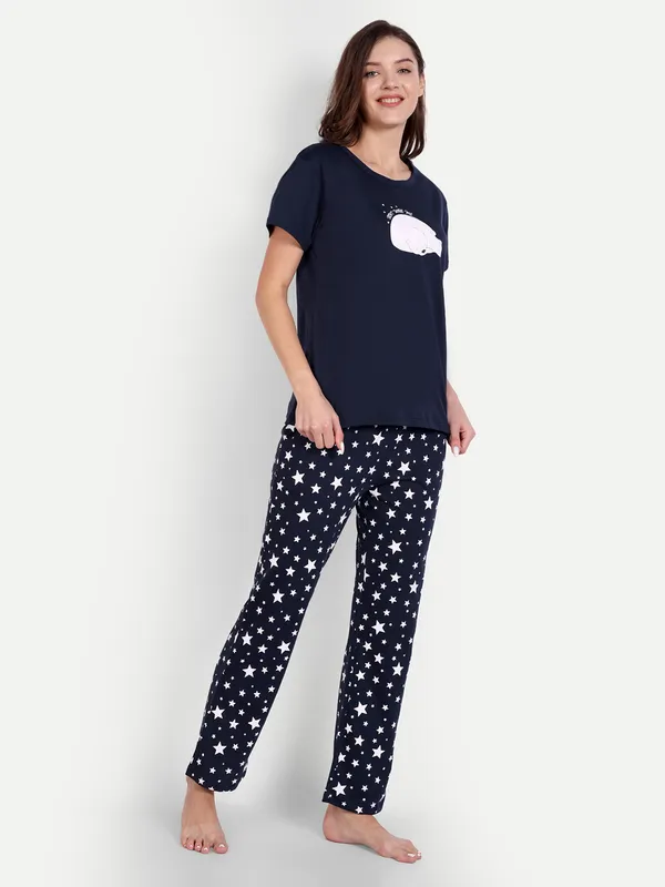 Navy_Blue_Let_Me_Sleep_Cotton_Full_Pants_Set_For_Women