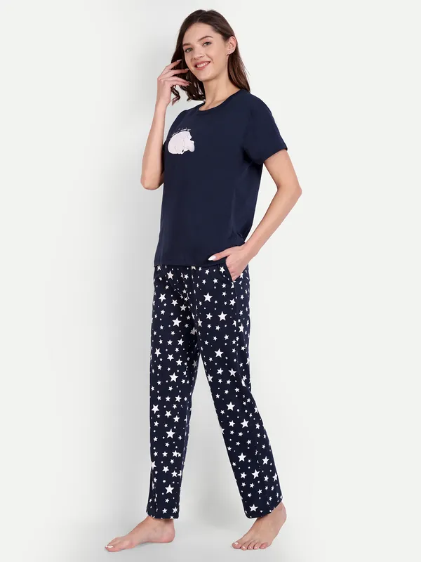 Navy_Blue_Let_Me_Sleep_Cotton_Full_Pants_Set_For_Women