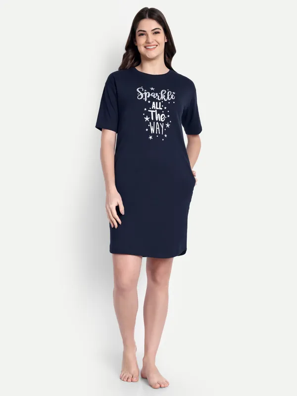 Blue_Be_Kind_Night-Shirt_&_Sparkle_All_The_Way_Cotton_Night-Shirt_For_Women