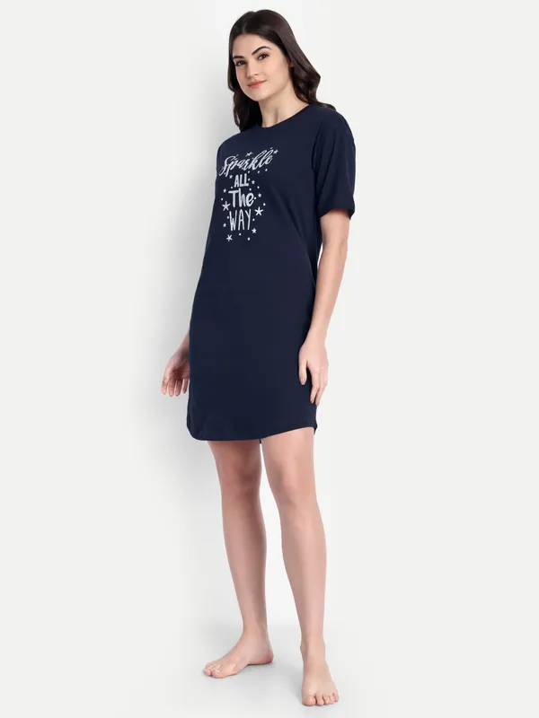 Blue_Be_Kind_Night-Shirt_&_Sparkle_All_The_Way_Cotton_Night-Shirt_For_Women