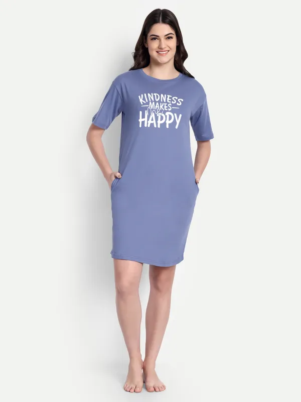 Blue_Be_Kind_Cotton_Night-Shirt_For_Women