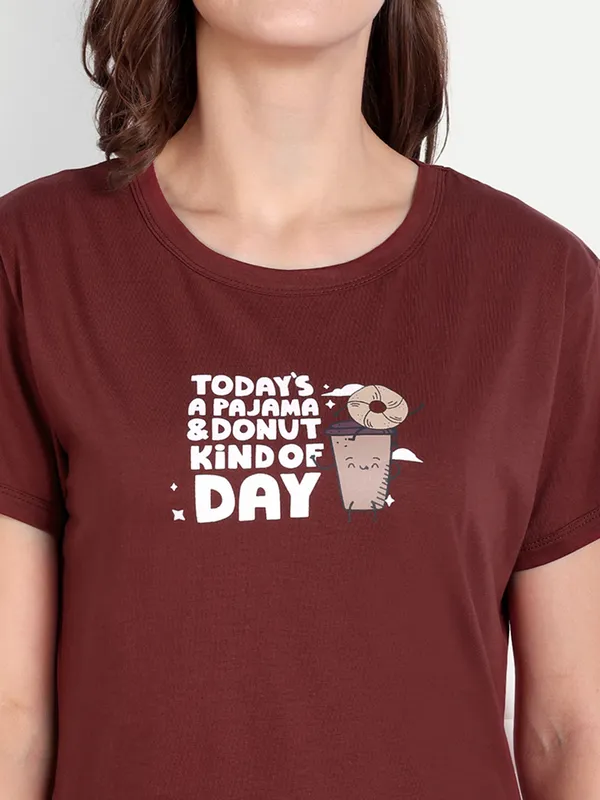 Maroon_Donut_Cotton_Short_Sets_For_Women