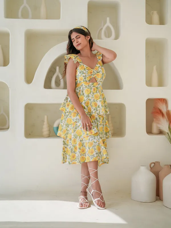Azalia_Hand_block_Printed_Tiered_Dress