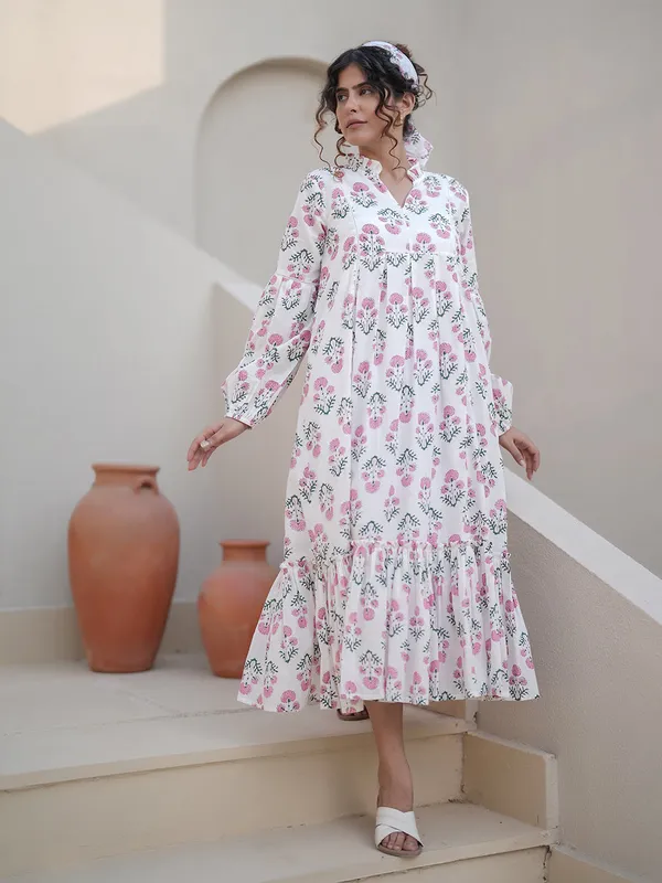 Elena_Hand_Block_Printed_Floral_Ruffle_Dress