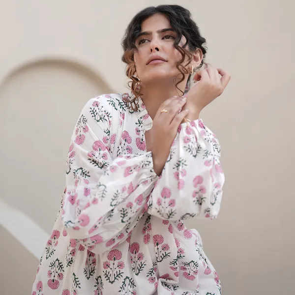 Elena_Hand_Block_Printed_Floral_Ruffle_Dress