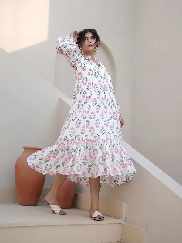 Elena_Hand_Block_Printed_Floral_Ruffle_Dress