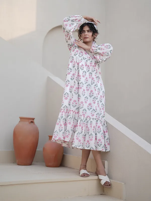 Elena_Hand_Block_Printed_Floral_Ruffle_Dress