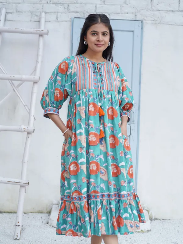 Miraya_Hand_block_Printed_Garden_Stroll_Dress