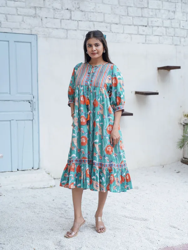 Miraya_Hand_block_Printed_Garden_Stroll_Dress