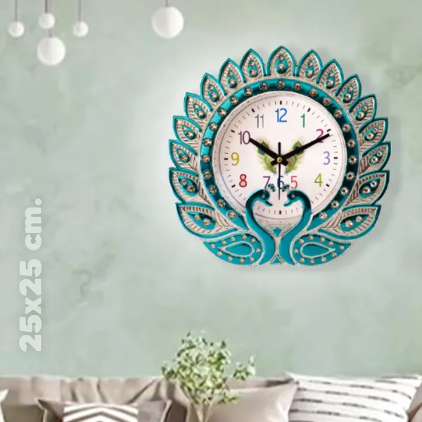 Rama_Green_Color_Peacock_Designer_Wall_Clock