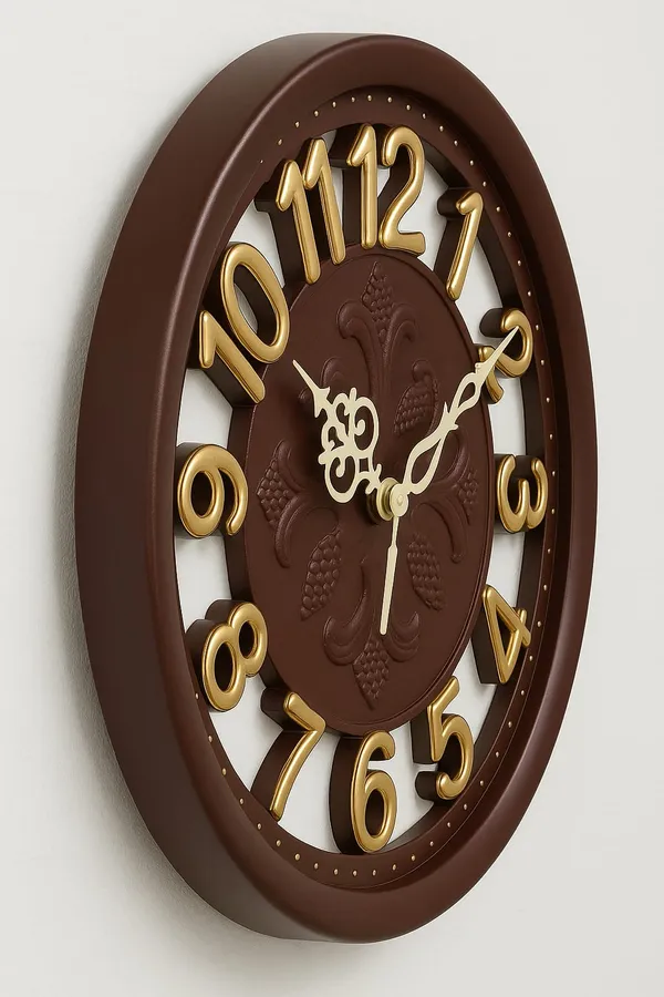 Dual_Glass_3D_Numbers_Designer_Wall_Clock_|_Maroon_&_Gold_Plastic_Frame