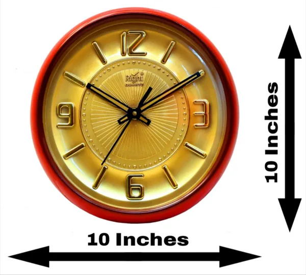 Golden_Embossed_3D_Dialer_Designer_Wall_Clock_Red_&_Gold_Plastic_Frame