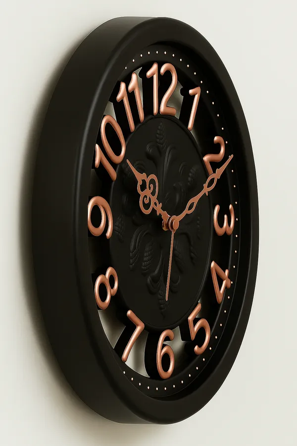 Dual_Glass_3D_Numbers_Designer_Wall_Clock_|_Black_&_Copper