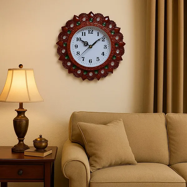 Brown_Frame_With_Gemstone_Wall_Clock