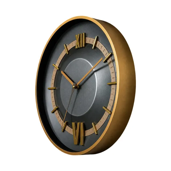 Titan_Inspired_Modern_Designer_33_CM_Roman_Numerals_Wall_Clock_|_Light_Green_&_Copper