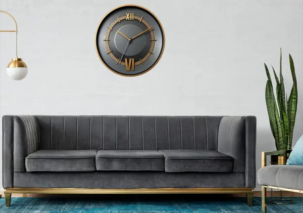 Titan_Inspired_Modern_Designer_33_CM_Roman_Numerals_Wall_Clock_|_Light_Green_&_Copper
