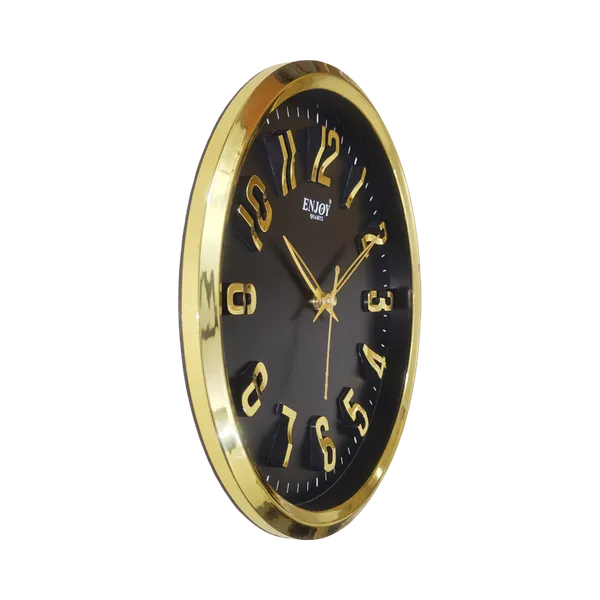 Unique_3D_Embossed_Wall_Clock_(Golden-Black)