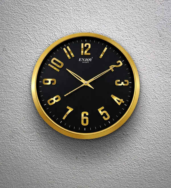 Unique_3D_Embossed_Wall_Clock_(Golden-Black)