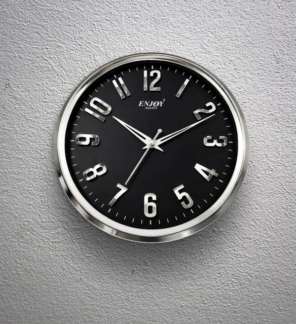 Unique_3D_Embossed_Wall_Clock_(Silver-Black)