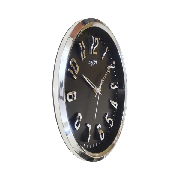 Unique_3D_Embossed_Wall_Clock_(Silver-Black)