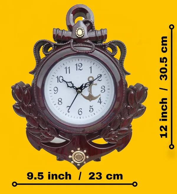 Brown_Anchor-Leaf_Designer_Wal_Clock