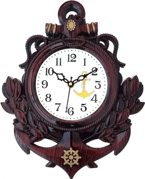 Brown_Anchor-Leaf_Designer_Wal_Clock