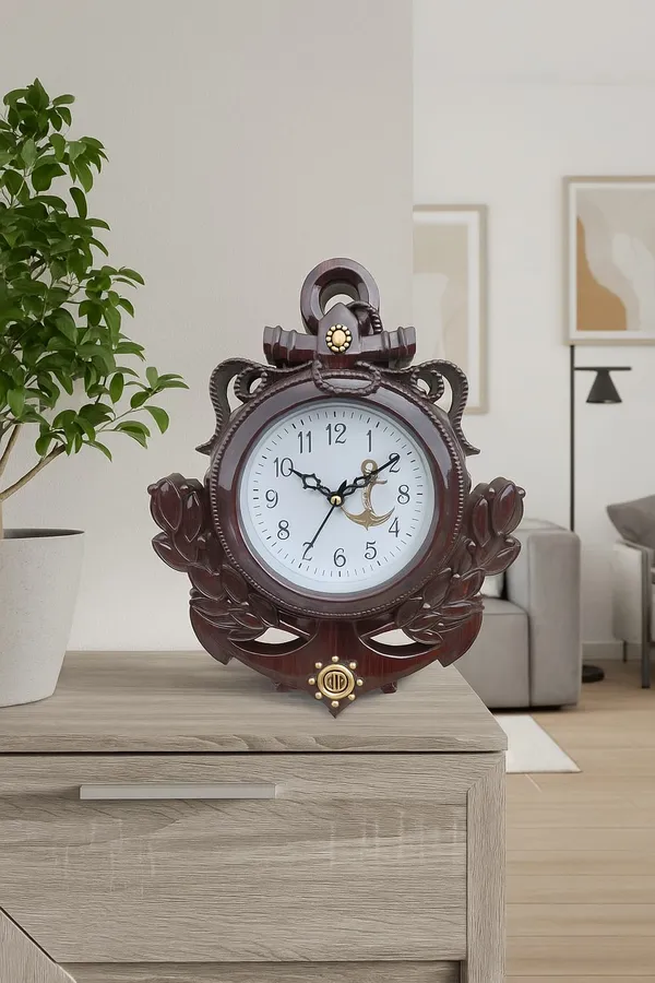 Brown_Anchor-Leaf_Designer_Wal_Clock