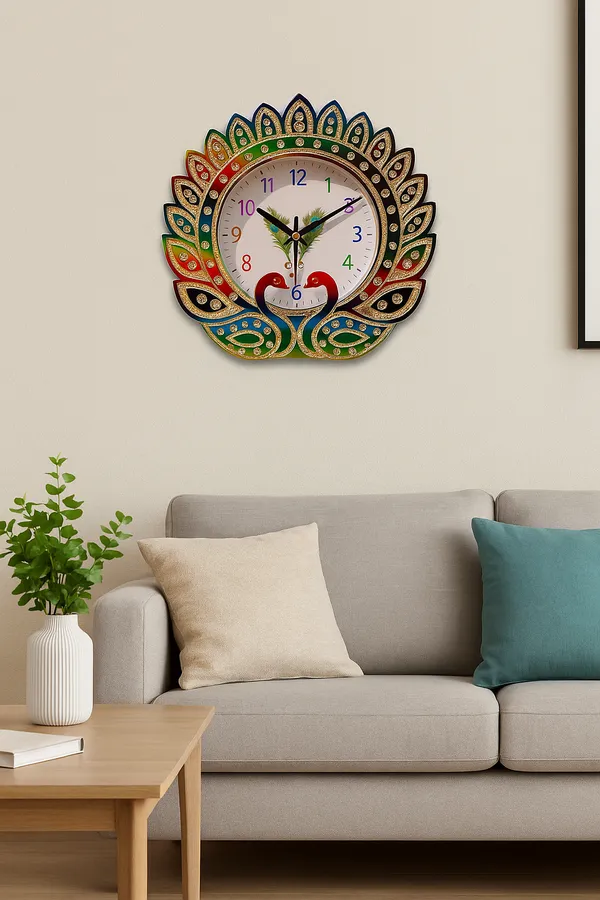 Multicolor_Peacock_Designer_Wall_Clock