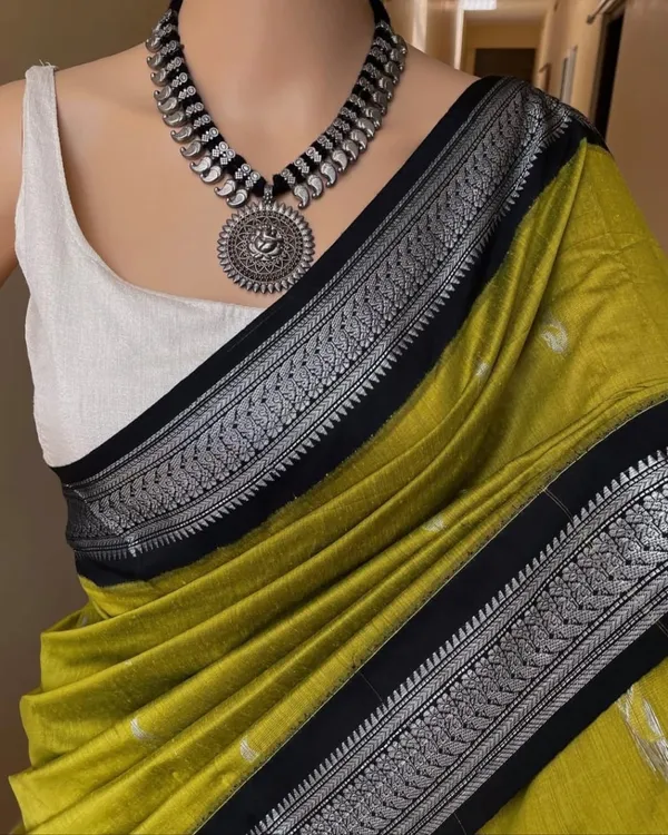 Lime_Green_Kalyani_Cotton_Silk_Saree_For_Women