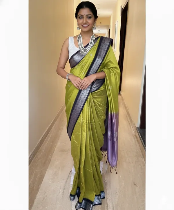 Lime_Green_Kalyani_Cotton_Silk_Saree_For_Women