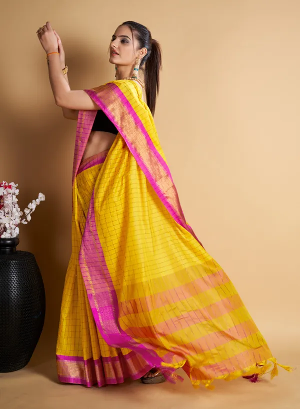Yellow_Soft_Cotton_Zari_Weaving_Work_Saree_For_Women