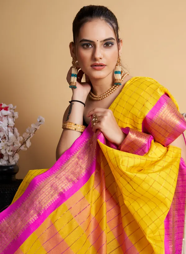 Yellow_Soft_Cotton_Zari_Weaving_Work_Saree_For_Women