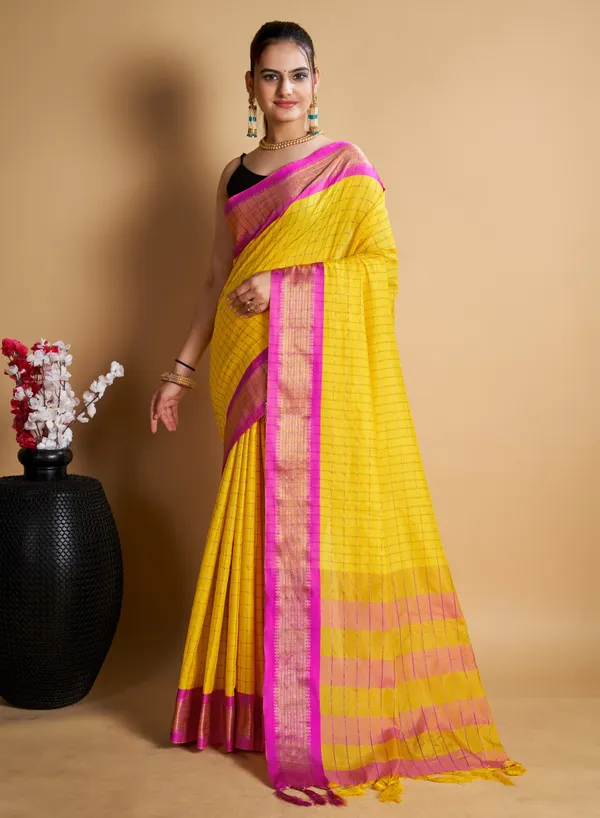Yellow_Soft_Cotton_Zari_Weaving_Work_Saree_For_Women