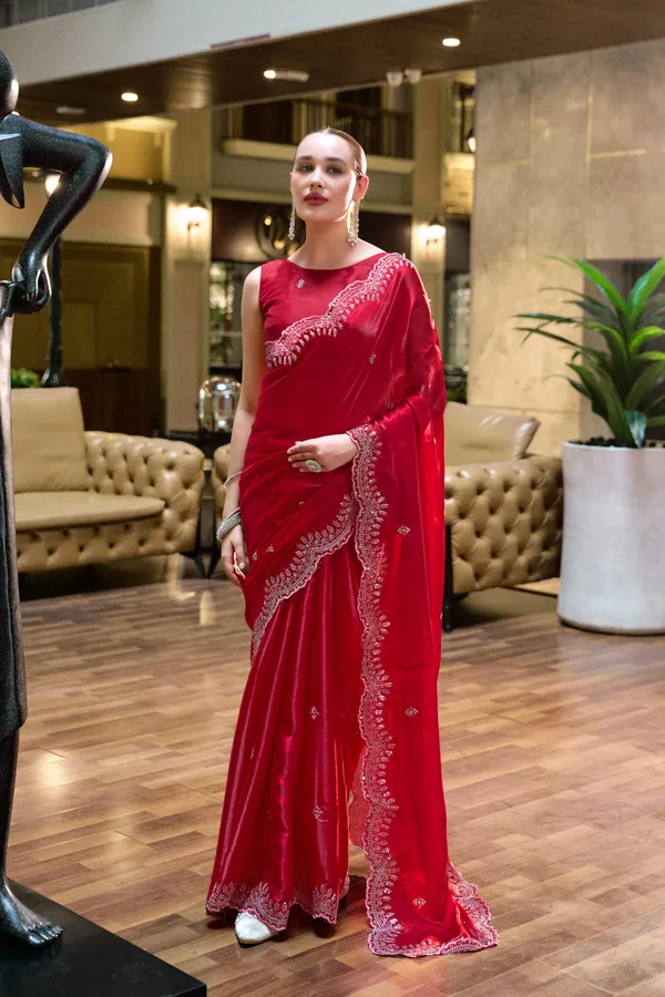 Red_Beads_And_Stones_Embellished_Poly_Chiffon_Saree