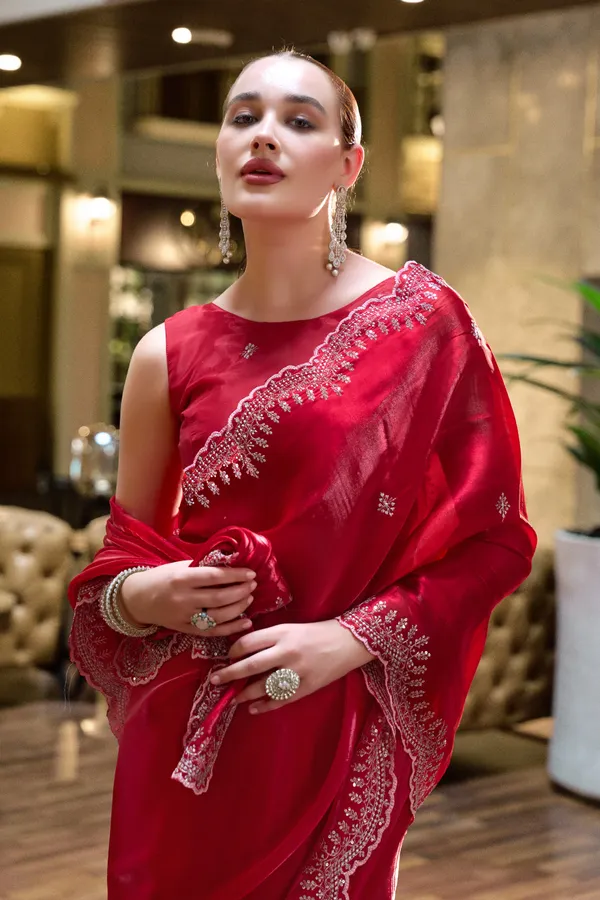 Red_Beads_And_Stones_Embellished_Poly_Chiffon_Saree