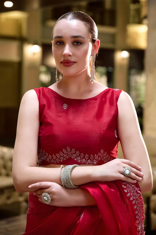 Red_Beads_And_Stones_Embellished_Poly_Chiffon_Saree