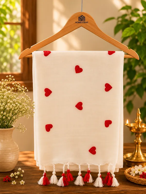 White_Saree_With_Red_Heart_Kadhi_Cotton_Saree
