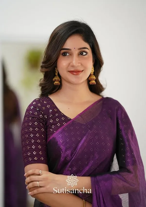 Wine_Color_Tissue_Silk_Embellished_Look_Saree_For_Women