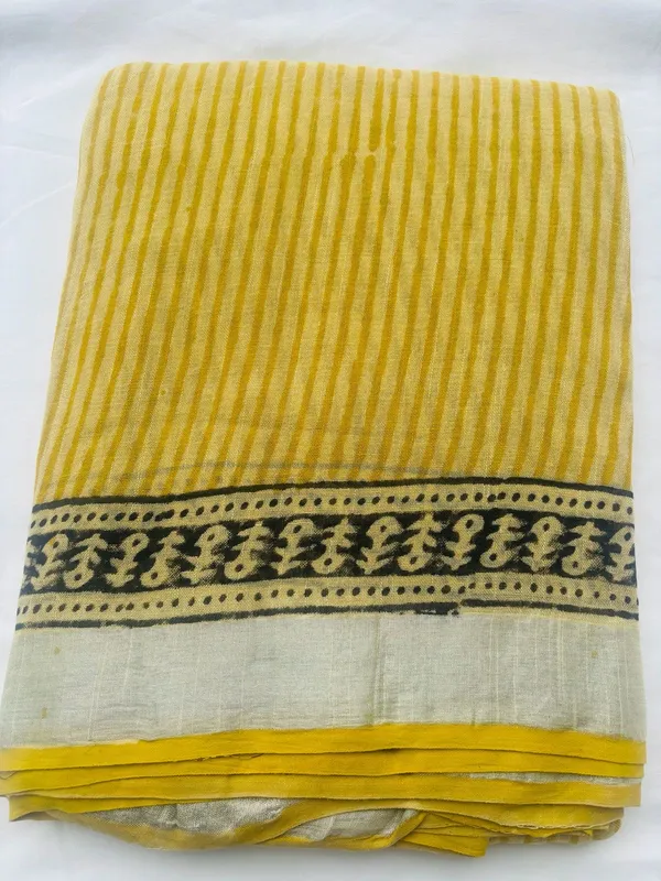 Yellow_Cotton_Linen_Saree