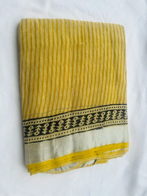 Yellow_Cotton_Linen_Saree