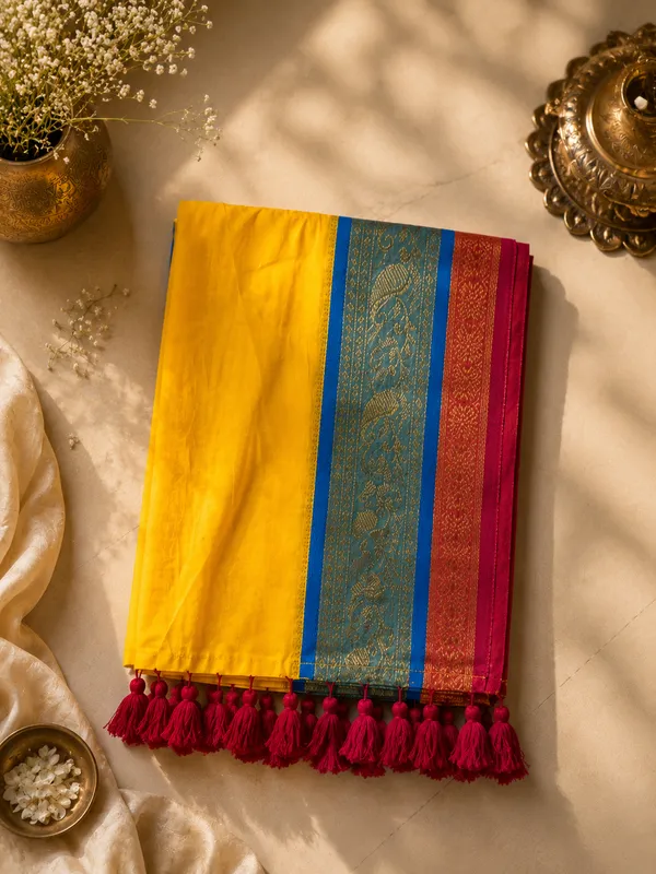 Yellow_Mul_Cotton_Kanchi_Border_Saree