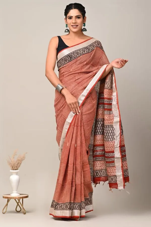 Red_Linen_Cotton_Saree