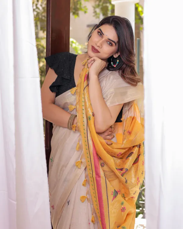 Yellow_Muga_Cotton_Zari_Weaving_Work_Saree_For_Women