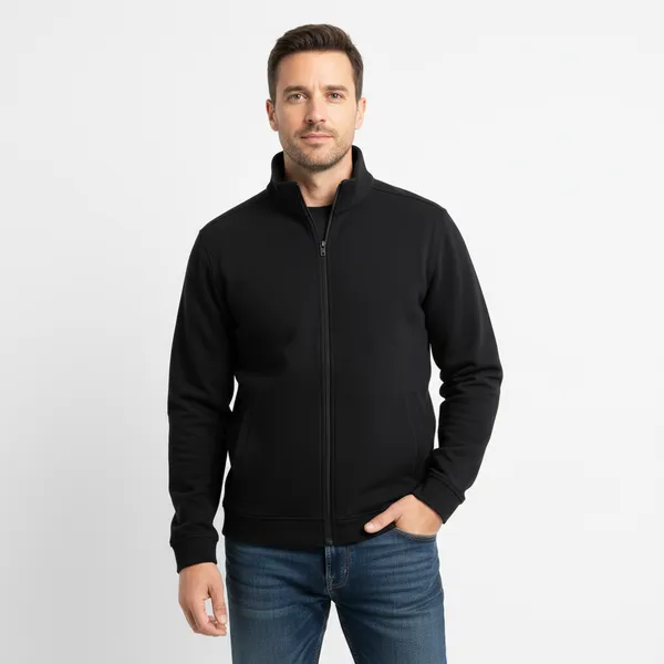 Black_Fleece_Zippered_Full-Zip_Slim_Fit_Jacket_For_Men