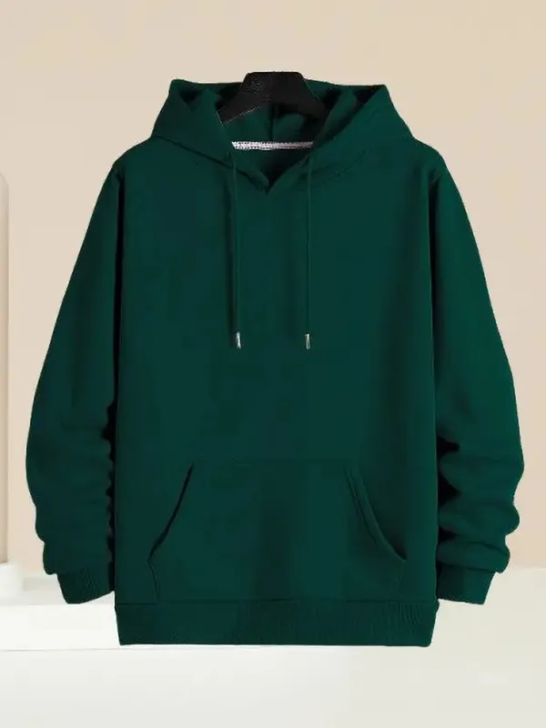 Green_Cotton_Fleece_Hoodie_For_Men